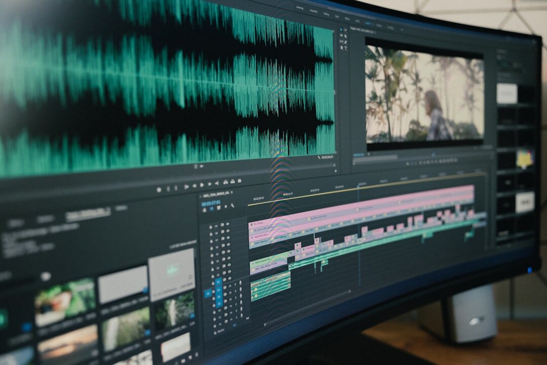 film editor at computer