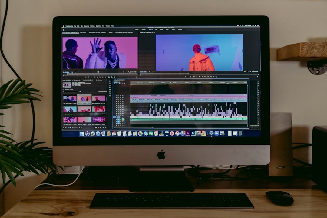 video editor at computer