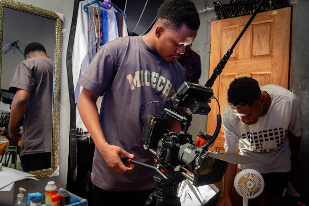 film crew on location