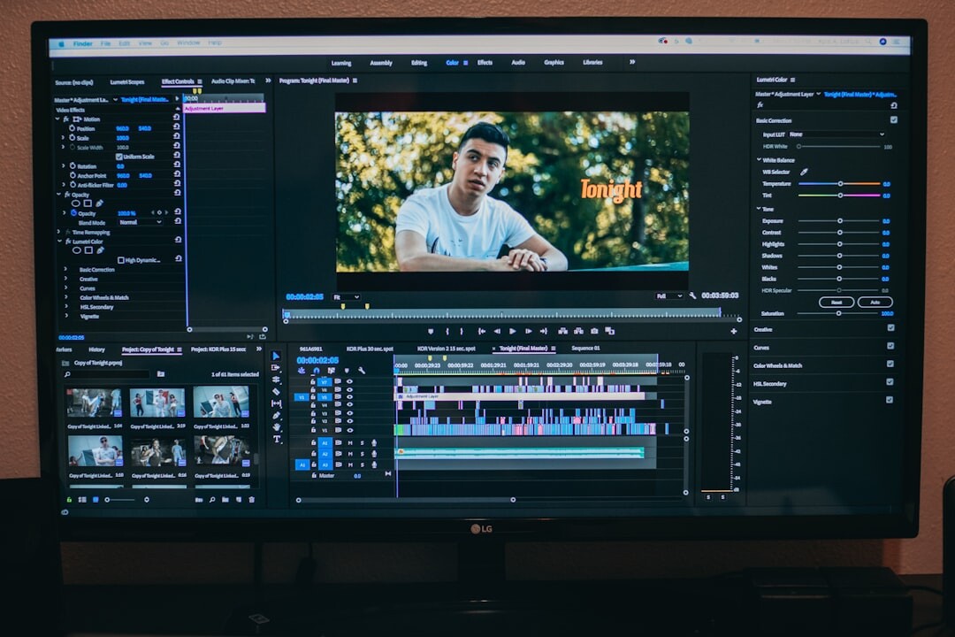 video editor at computer