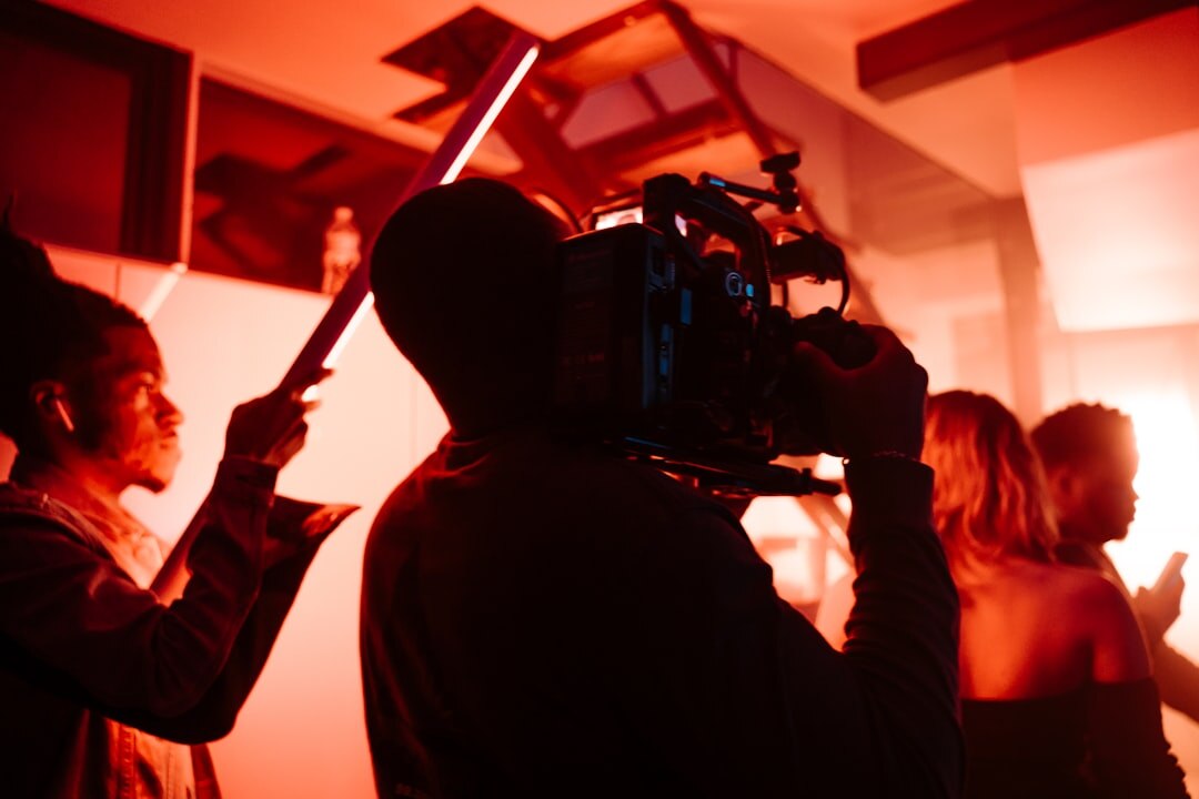 filmmaker reviewing footage