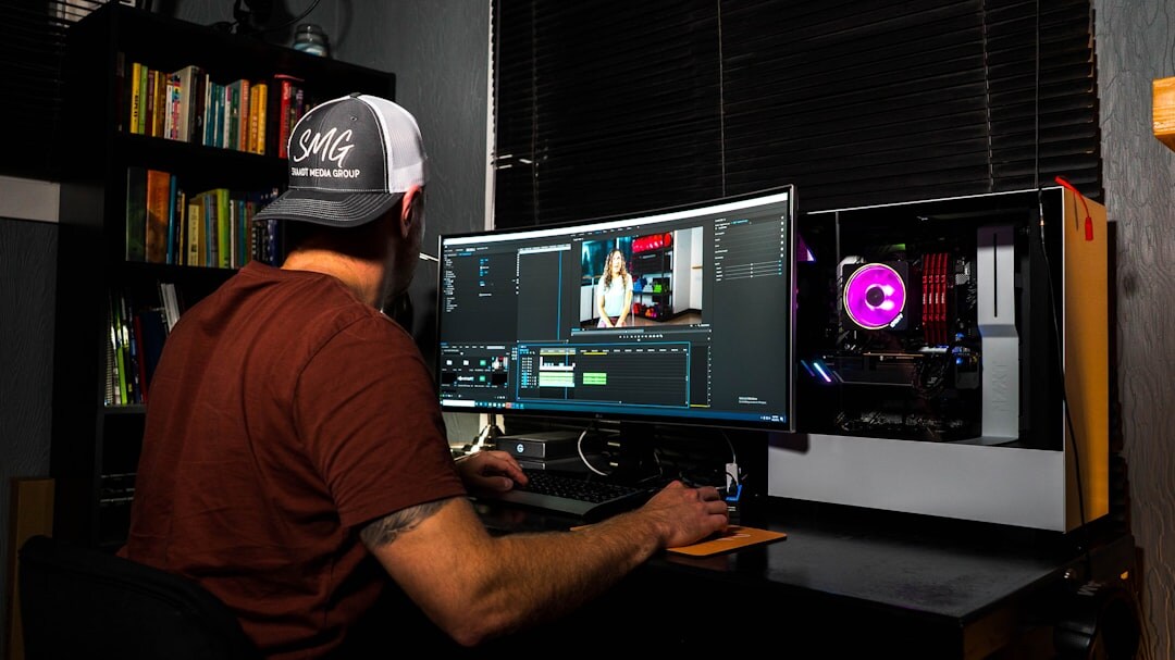 video editor at computer